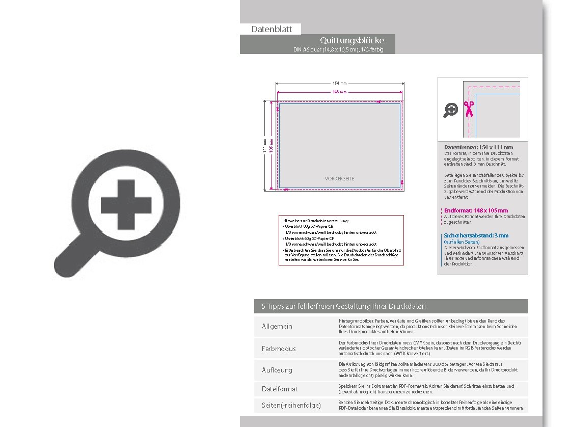 Product Bild quittungsblock_din_a6_quer__3-fach__1_0-farbig__100_s__tze_je_block
